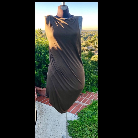 HELMUT LANG designer dress Brown asymmetrical dress modern y2k formal / casual 6 - Picture 2 of 8